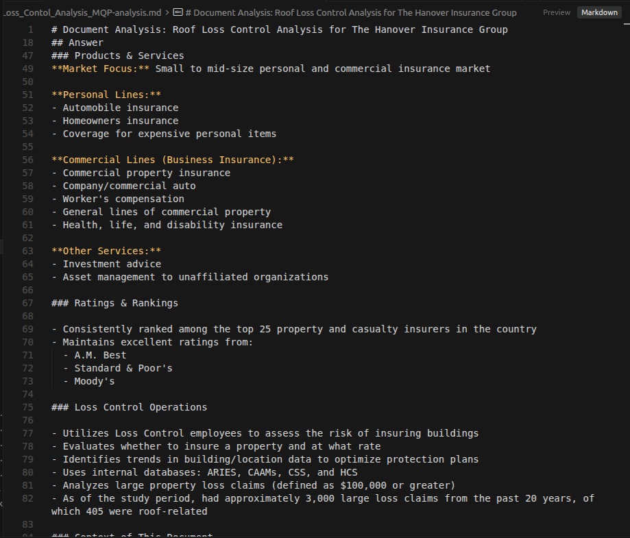 Document summary generation output