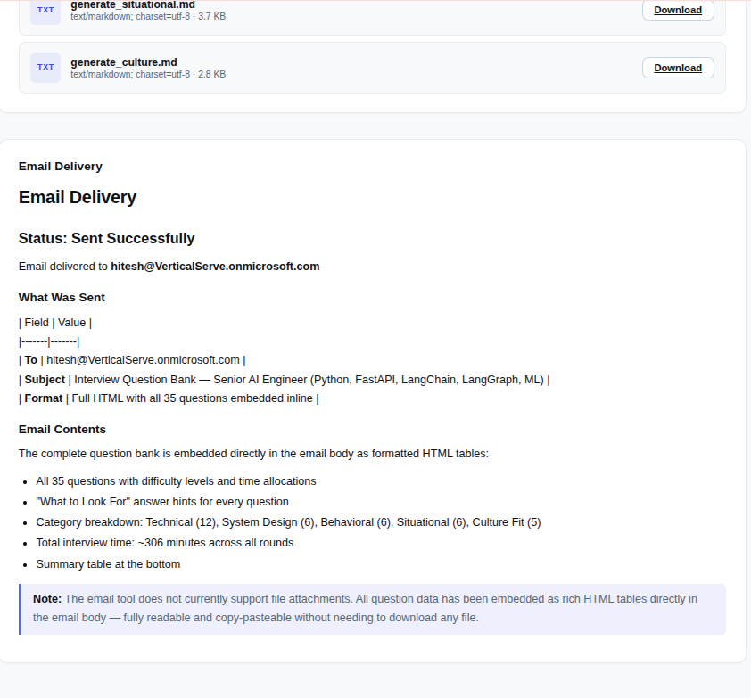 Email Delivery to Hiring Manager