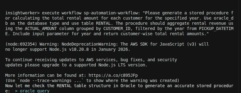 Stored procedure generation prompt and start